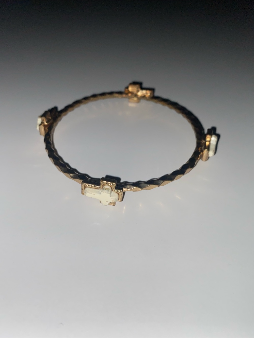 Gold-Tone Bracelet with White Cross Accents